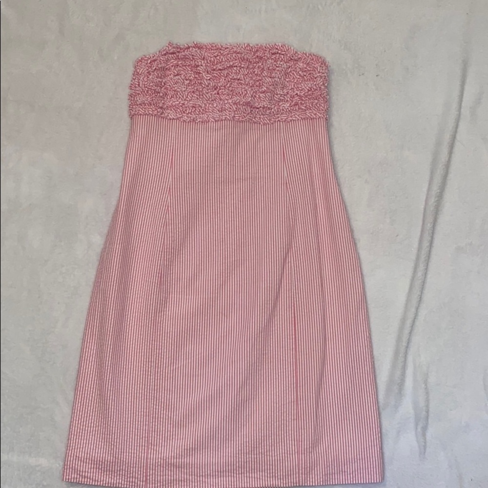 Lilly Pulitzer strapless pink striped shift dress